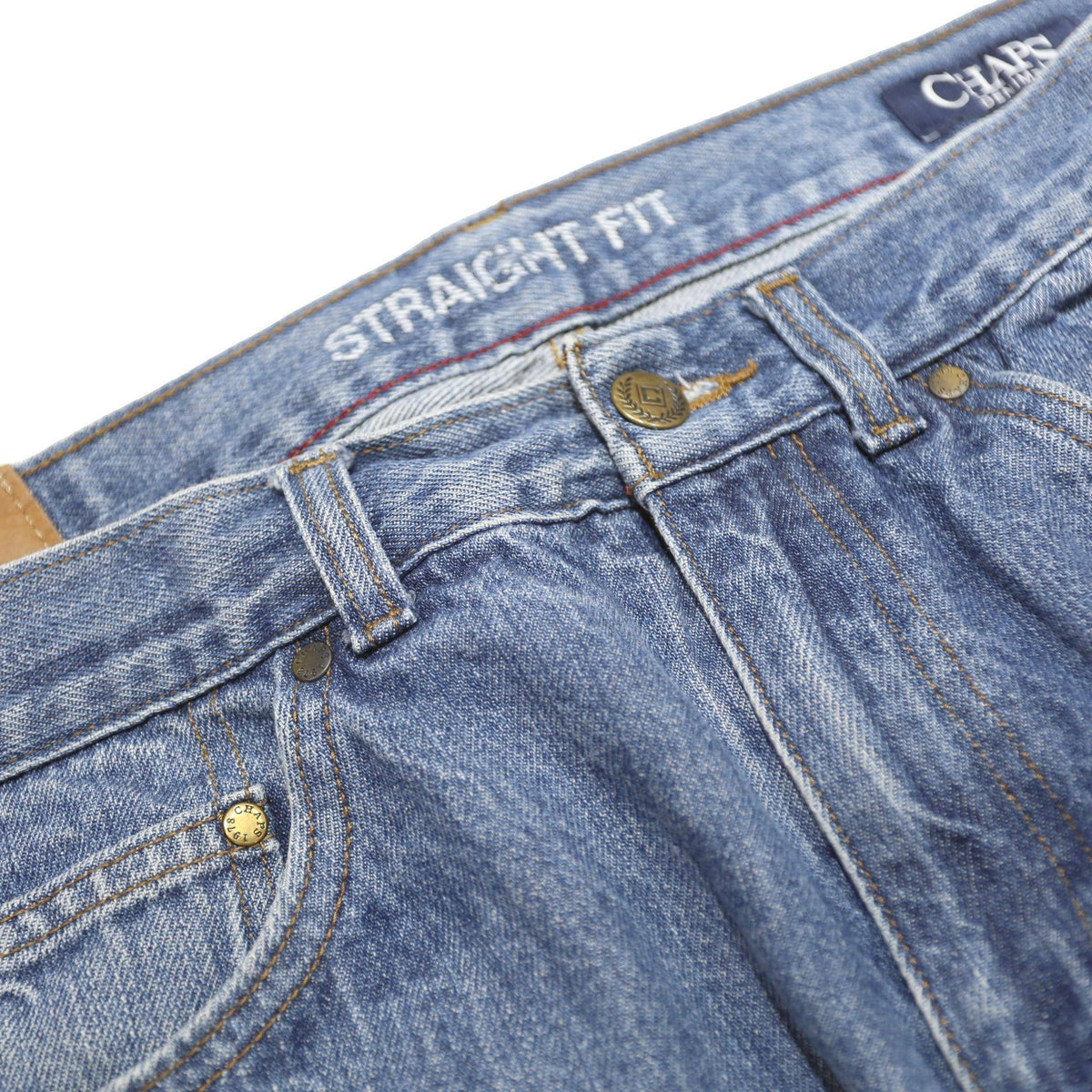CHAPS Mens Jeans Blue Regular Straight Denim Medium W34 L30 Classic Zip Closure
