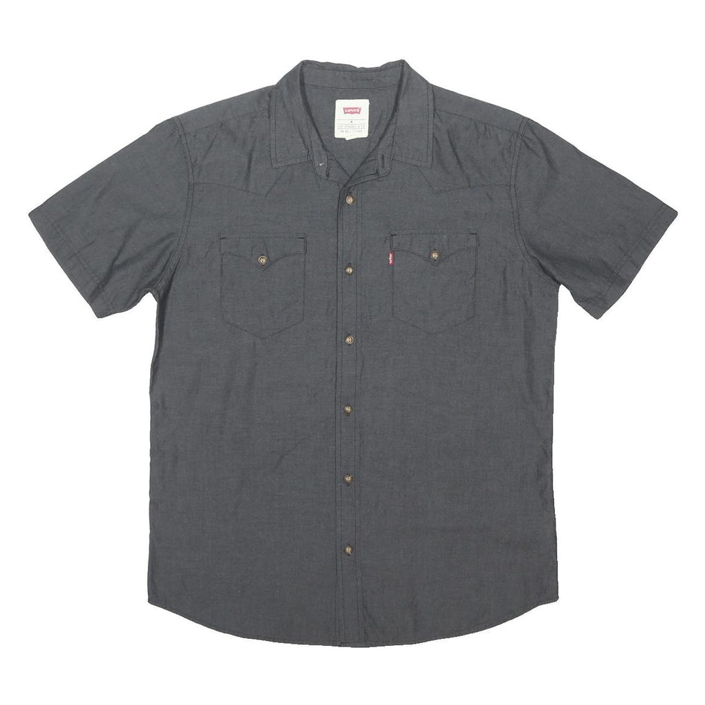 LEVI'S Mens Black Plain Shirt M Cotton Blend Casual Button Shirt