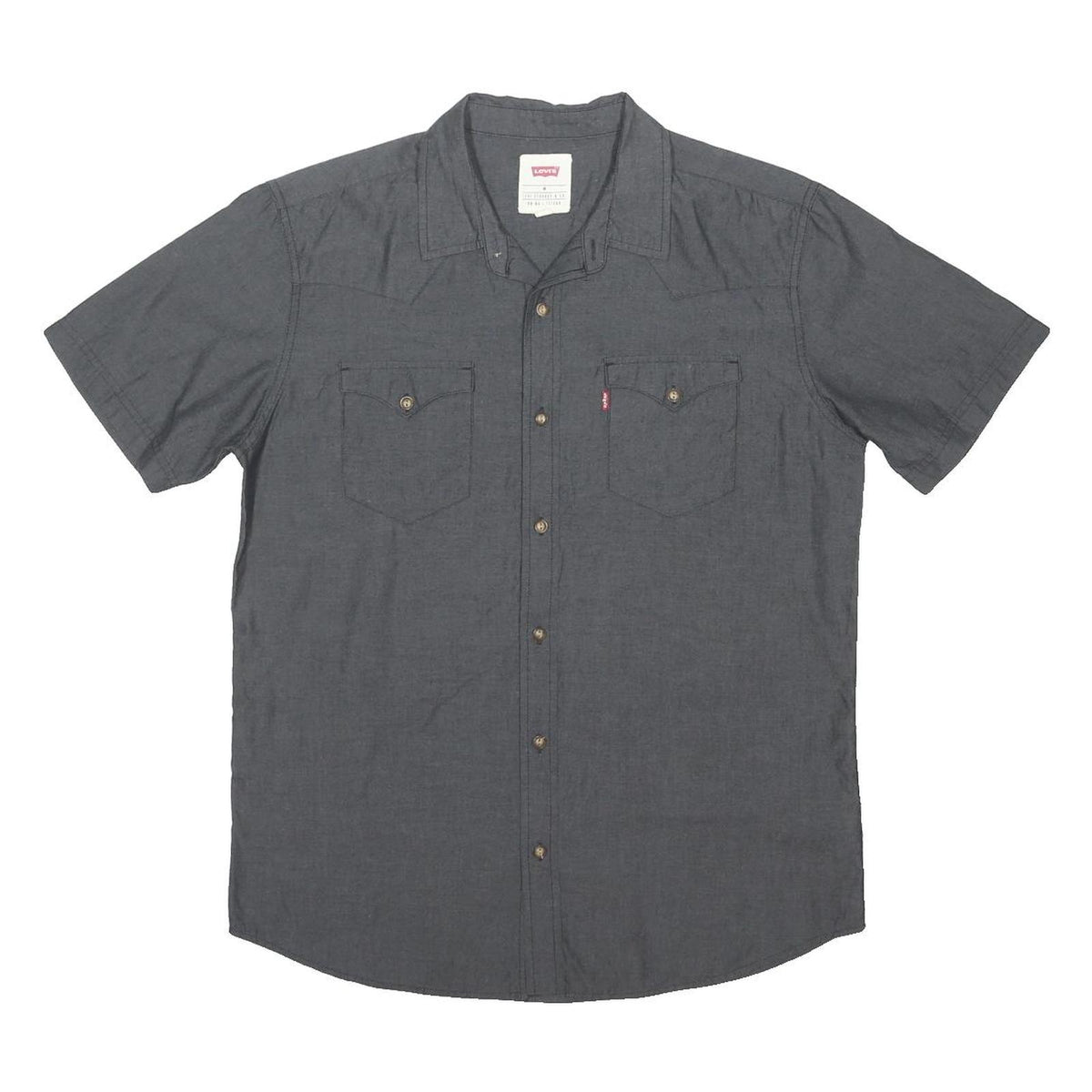 LEVI'S Mens Black Plain Shirt M Cotton Blend Casual Button Shirt