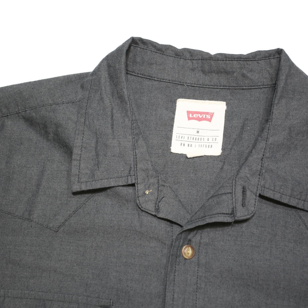 LEVI'S Mens Black Plain Shirt M Cotton Blend Casual Button Shirt