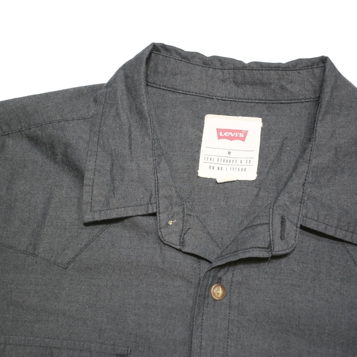 LEVI'S Mens Black Plain Shirt M Cotton Blend Casual Button Shirt