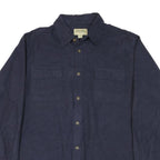 RUSTIC RIDGE Mens Navy Blue Plain Shirt XL Cotton Blend Casual Button Up