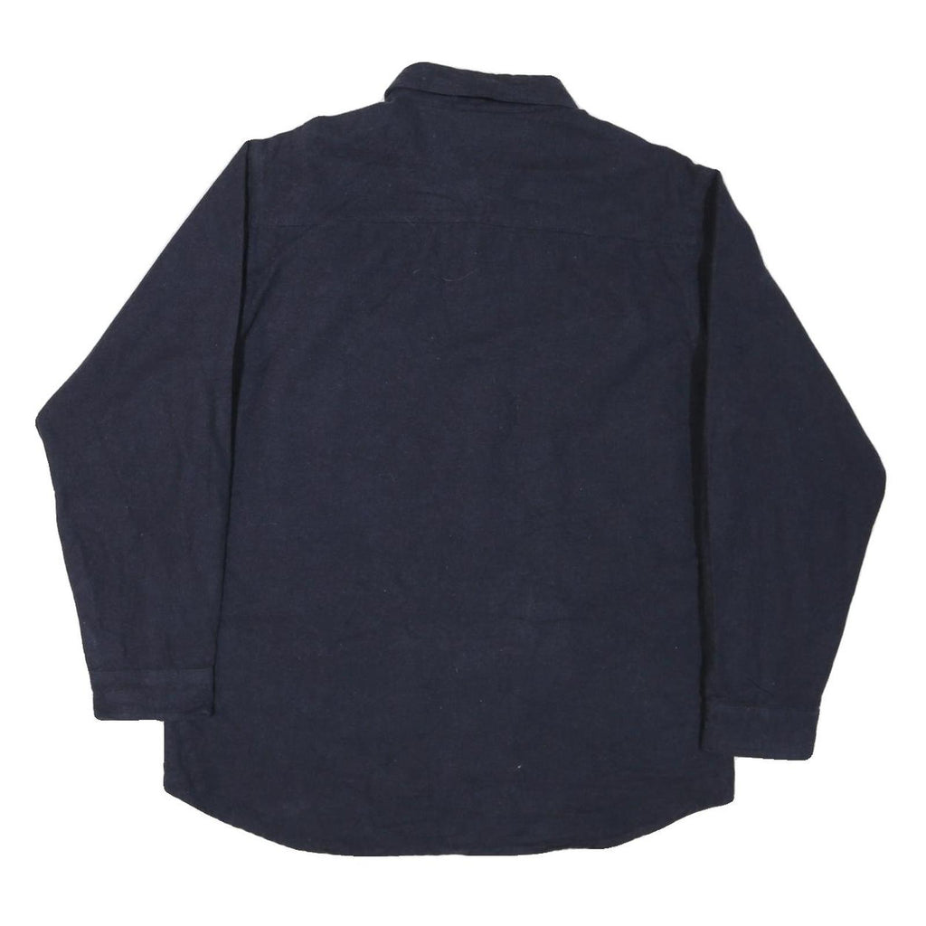 RUSTIC RIDGE Mens Navy Blue Plain Shirt XL Cotton Blend Casual Button Up