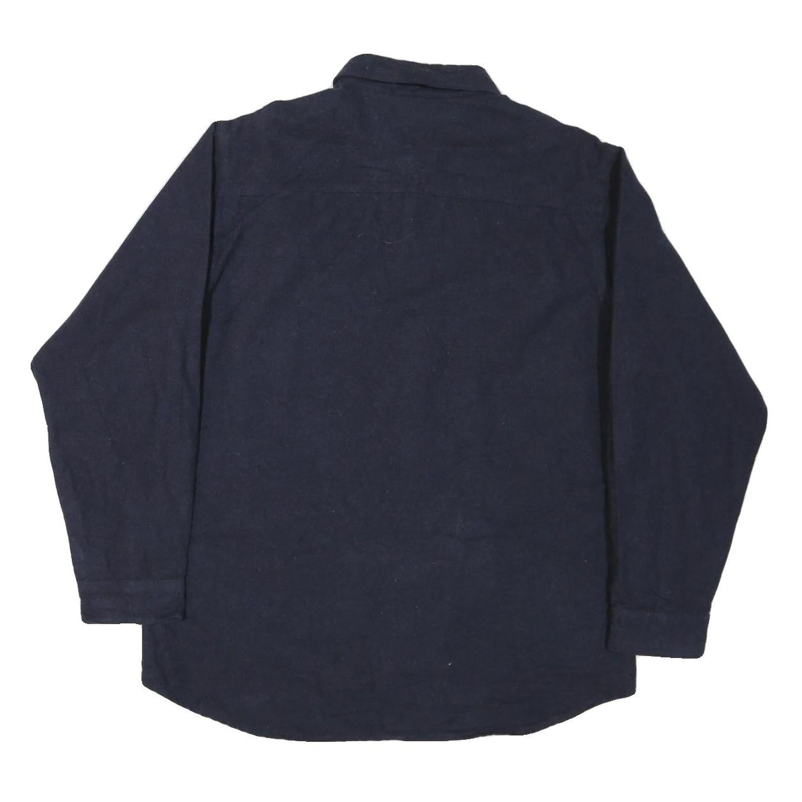 RUSTIC RIDGE Mens Navy Blue Plain Shirt XL Cotton Blend Casual Button Up