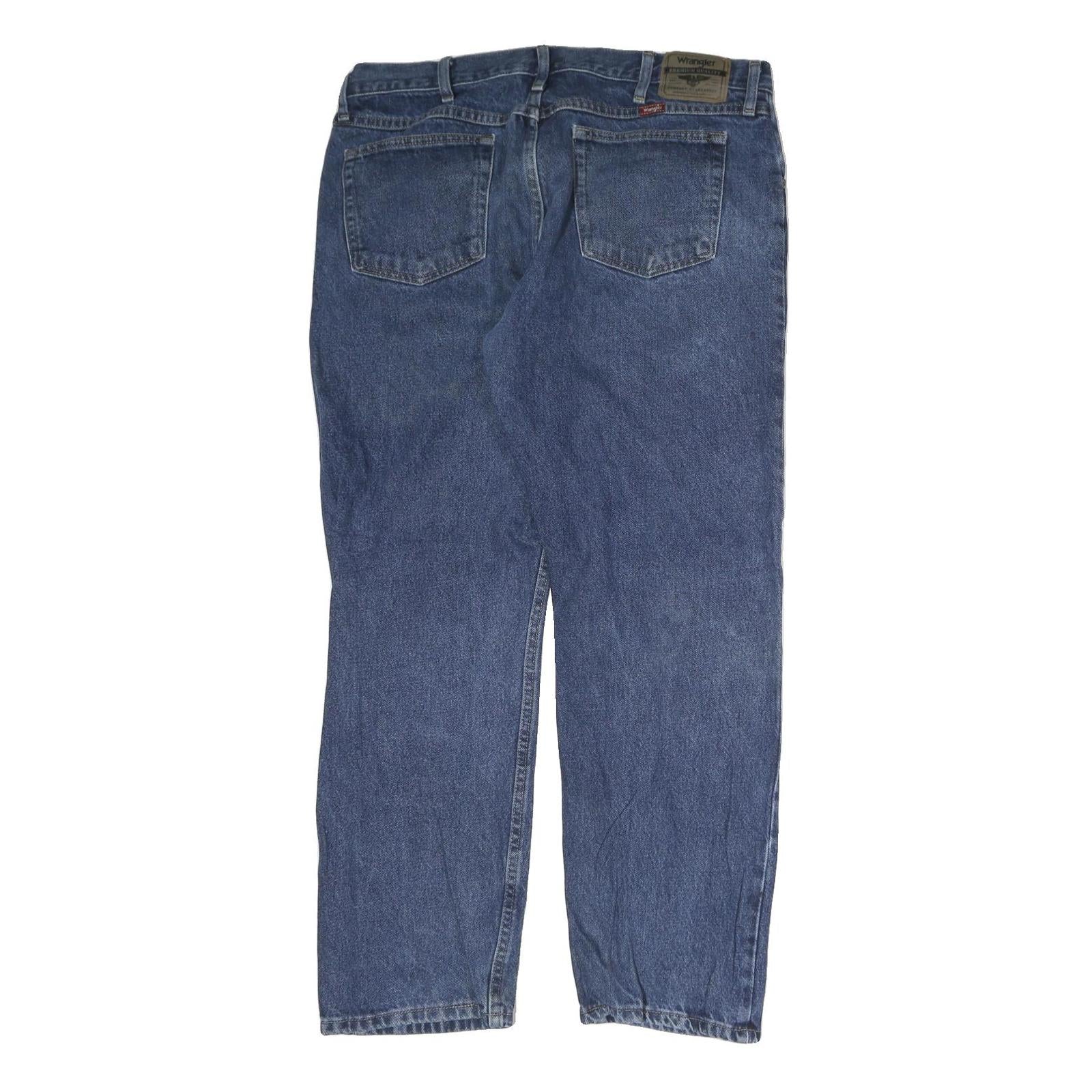 WRANGLER Mens Regular Blue Denim Medium Fit Jeans W38 L30 Classic Cotton Zip