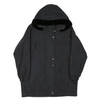 Womens Black Quilted Hooded Zip Jacket Polyester Blend L Lightweight Outerwear
