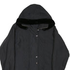 Womens Black Quilted Hooded Zip Jacket Polyester Blend L Lightweight Outerwear