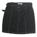 TWIK Womens Black Belted Mini Cotton Blend Skirt M Contrast Stitch Casual