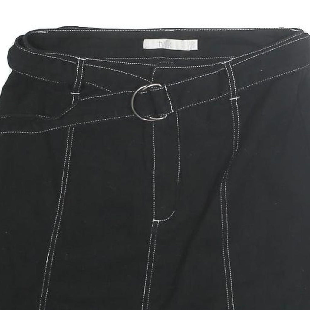 TWIK Womens Black Belted Mini Cotton Blend Skirt M Contrast Stitch Casual