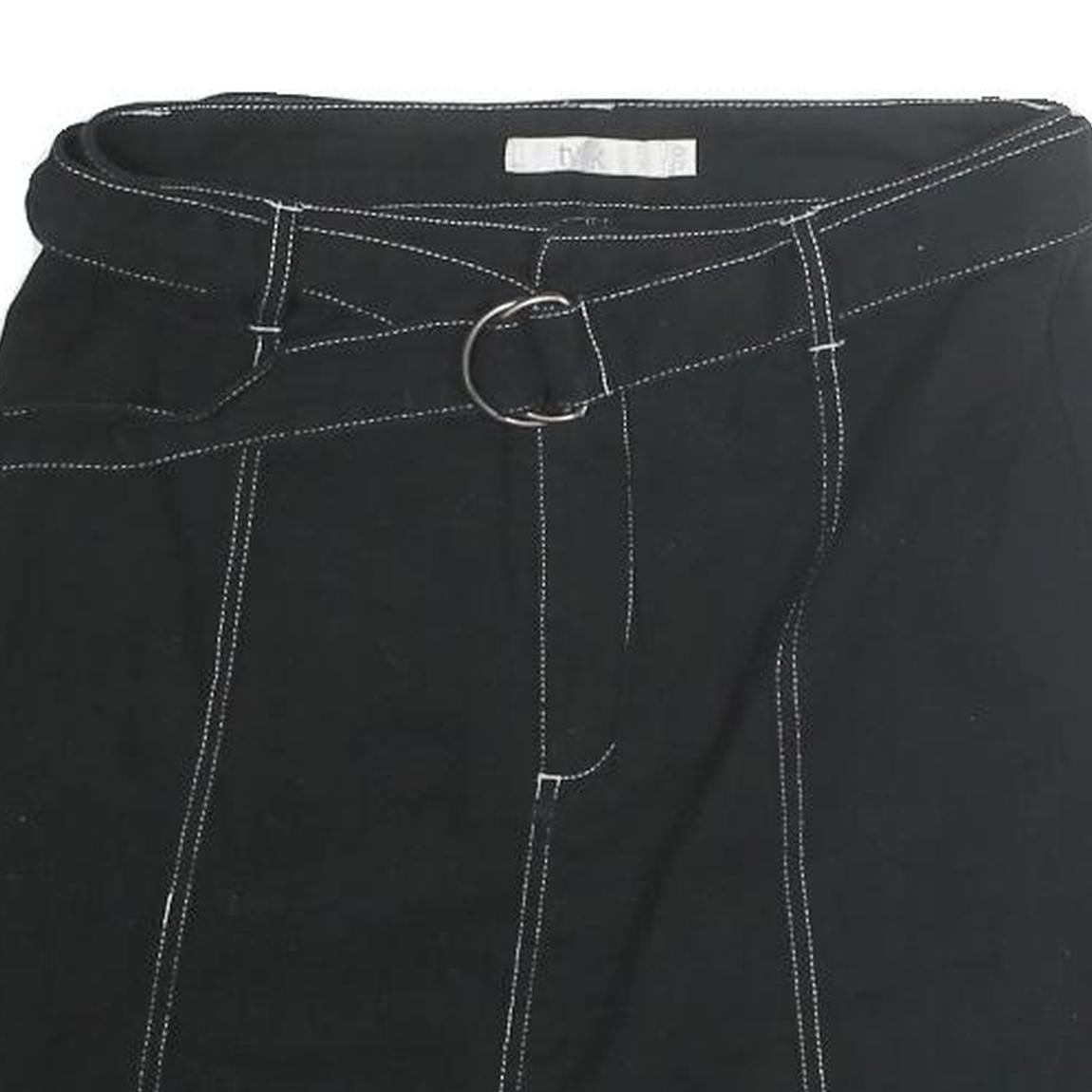 TWIK Womens Black Belted Mini Cotton Blend Skirt M Contrast Stitch Casual