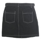 TWIK Womens Black Belted Mini Cotton Blend Skirt M Contrast Stitch Casual