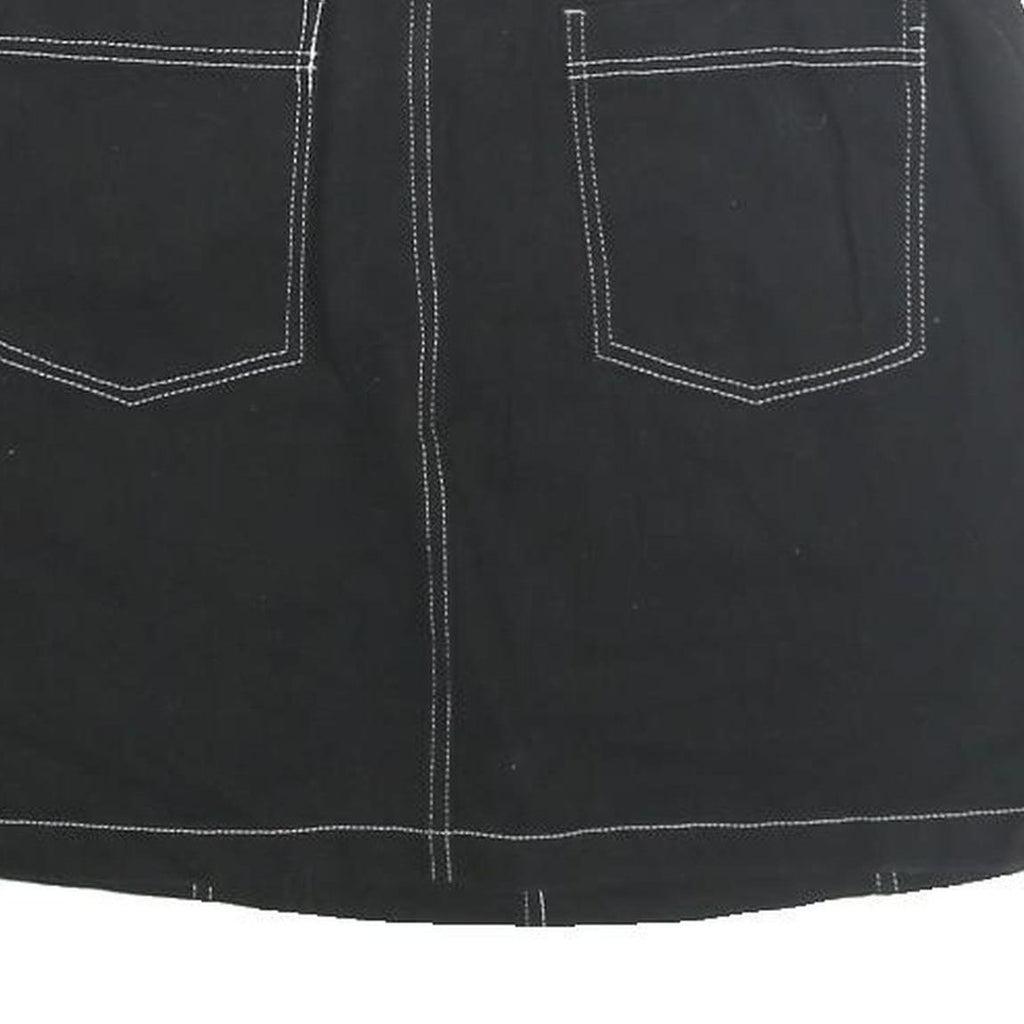 TWIK Womens Black Belted Mini Cotton Blend Skirt M Contrast Stitch Casual