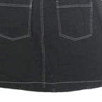 TWIK Womens Black Belted Mini Cotton Blend Skirt M Contrast Stitch Casual