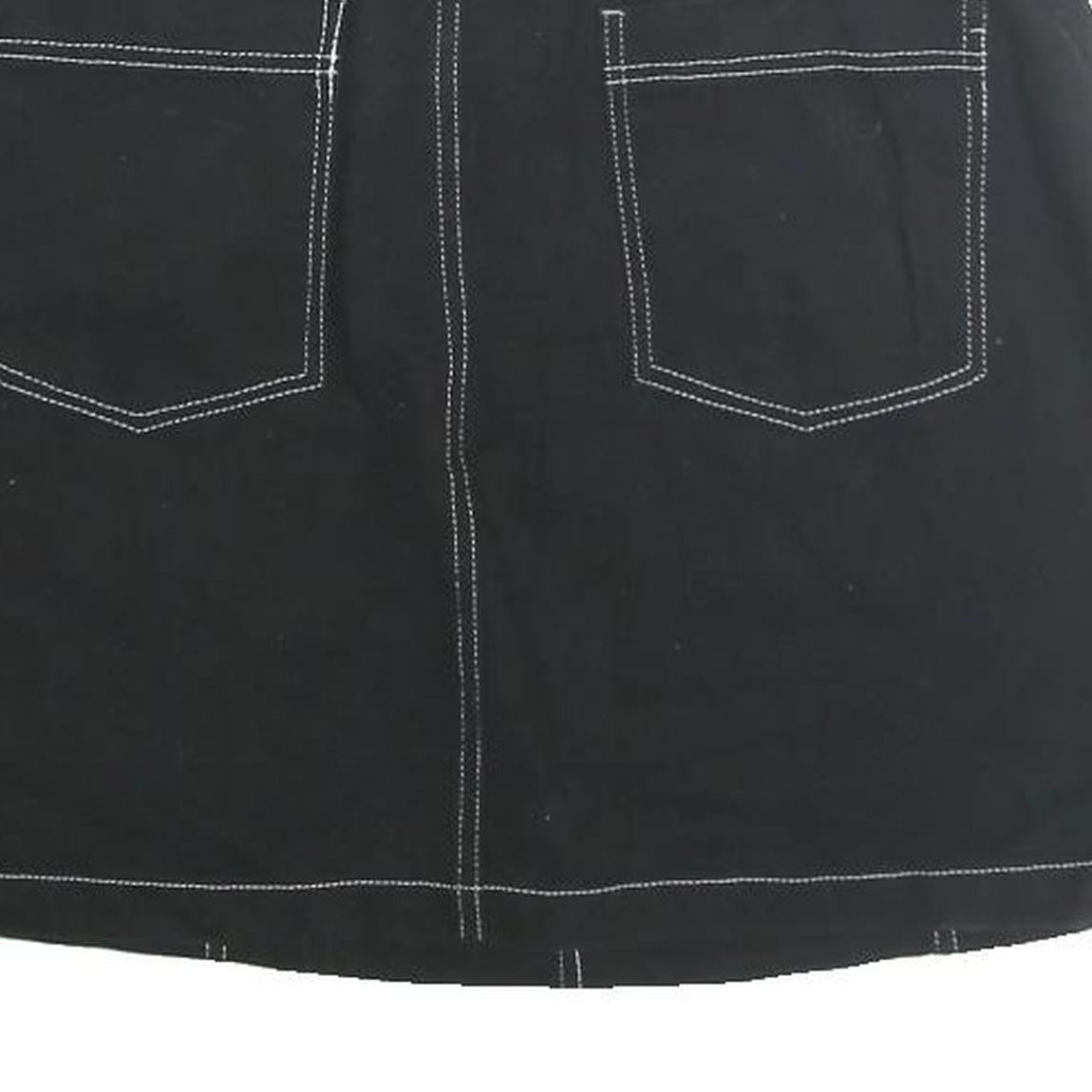 TWIK Womens Black Belted Mini Cotton Blend Skirt M Contrast Stitch Casual