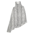 ZIMMERMANN Womens Black & White Snake Print Silk Sleeveless Asymmetric Midi