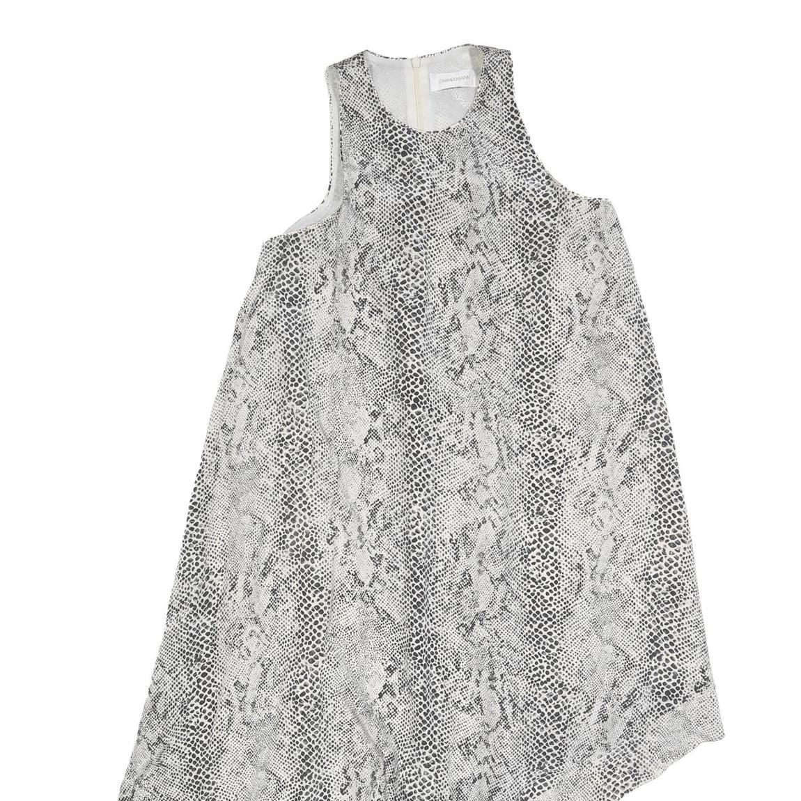 ZIMMERMANN Womens Black & White Snake Print Silk Sleeveless Asymmetric Midi