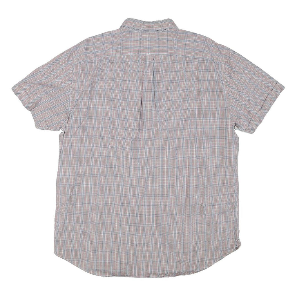 NAUTICA Mens Blue & Orange Check Shirt XL Cotton Blend Short Sleeve Button-Down