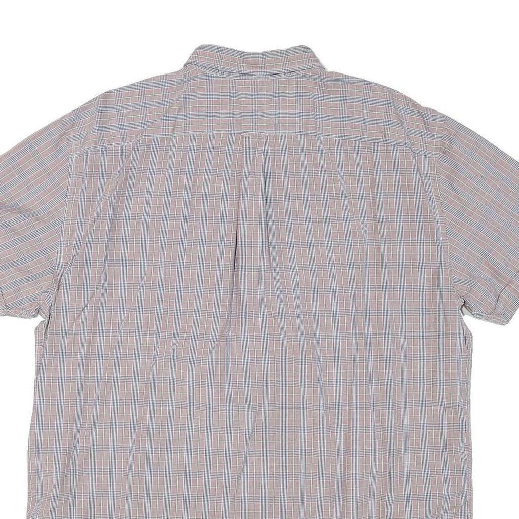 NAUTICA Mens Blue & Orange Check Shirt XL Cotton Blend Short Sleeve Button-Down