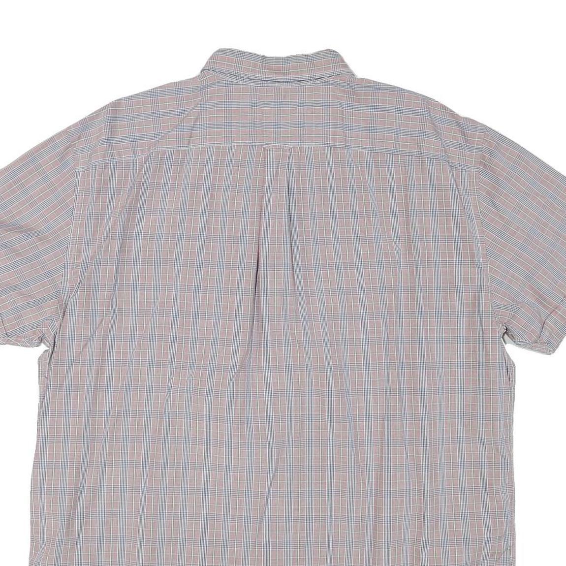 NAUTICA Mens Blue & Orange Check Shirt XL Cotton Blend Short Sleeve Button-Down