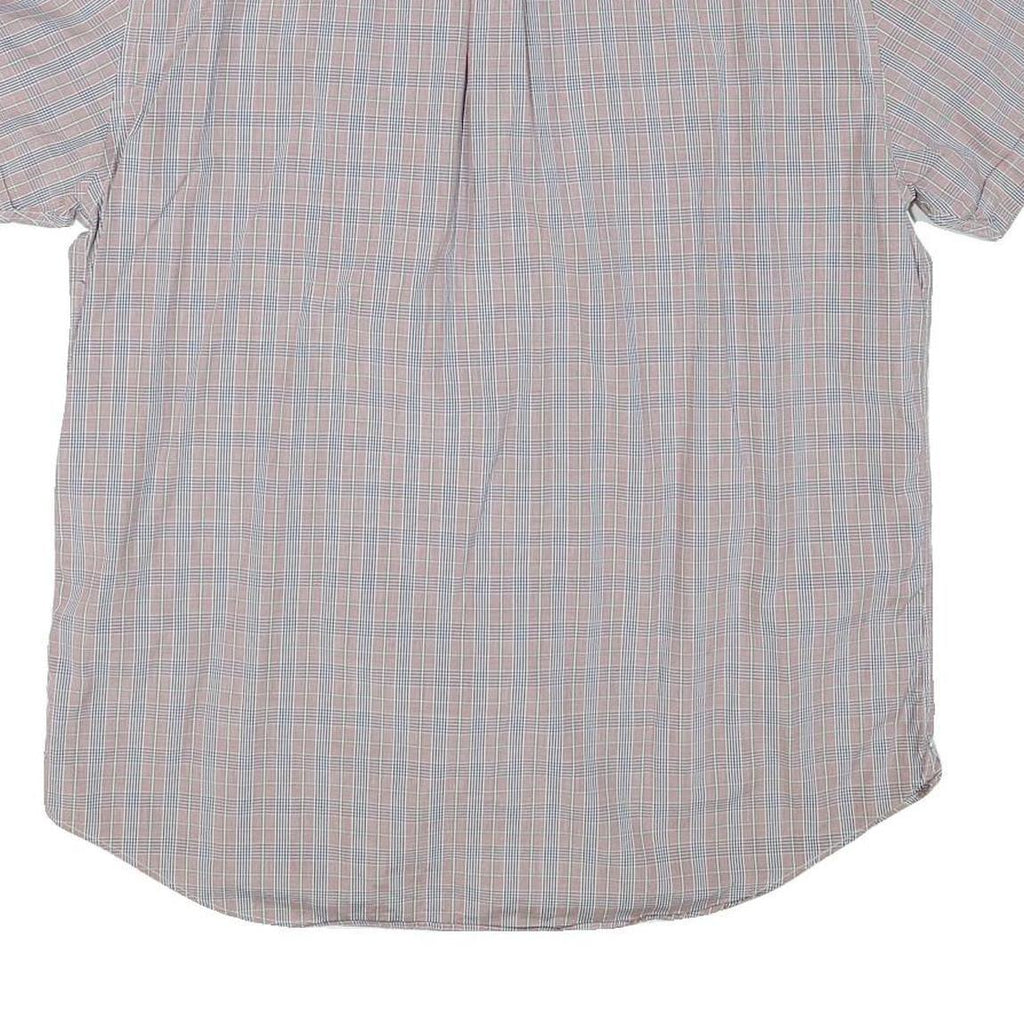 NAUTICA Mens Blue & Orange Check Shirt XL Cotton Blend Short Sleeve Button-Down