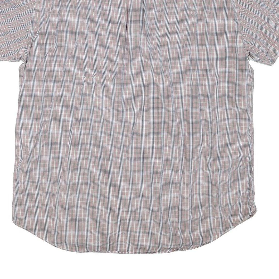 NAUTICA Mens Blue & Orange Check Shirt XL Cotton Blend Short Sleeve Button-Down
