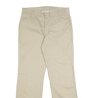 DICKIES Womens Relaxed Beige Cotton Blend Trousers W32 L32 Casual Zip Closure