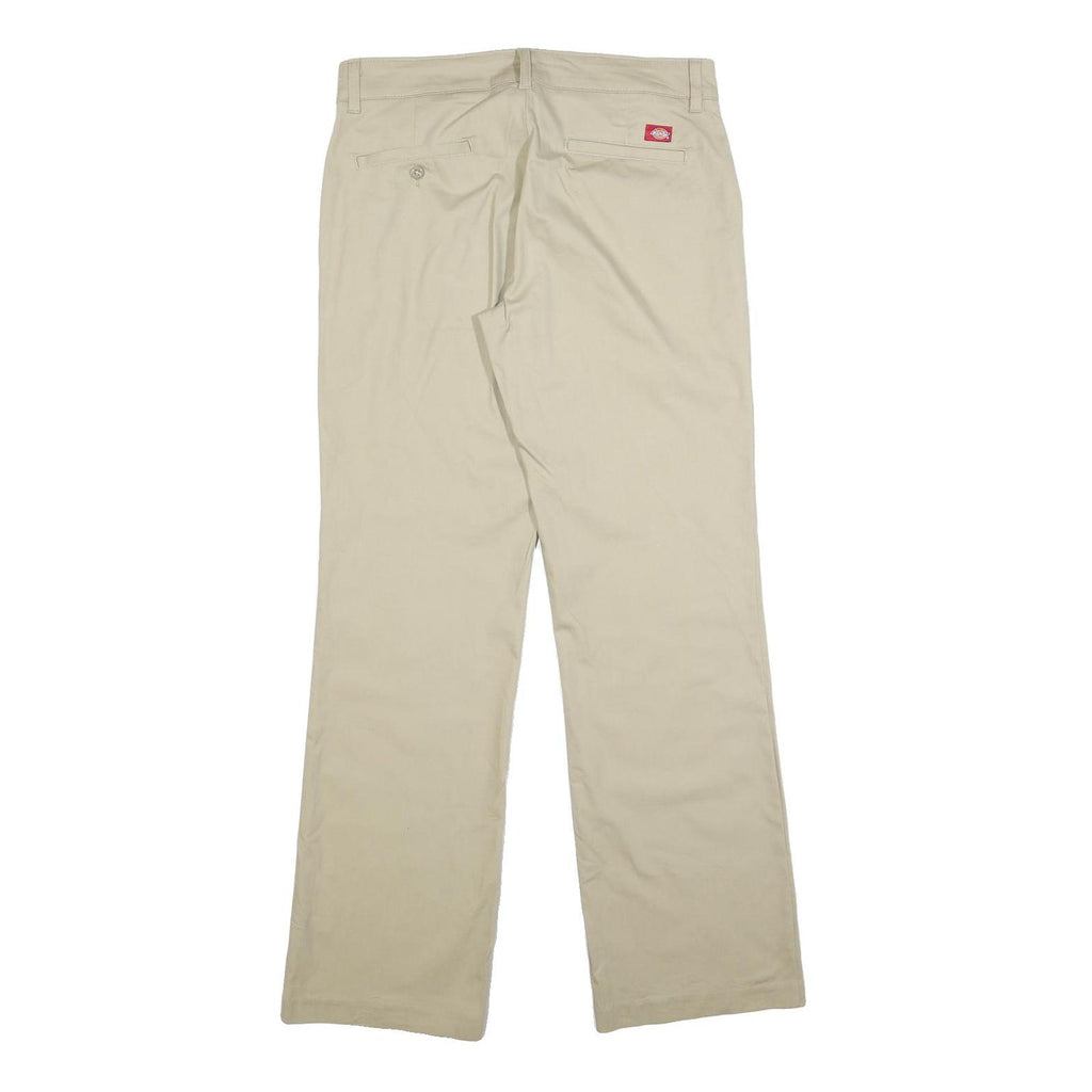 DICKIES Womens Relaxed Beige Cotton Blend Trousers W32 L32 Casual Zip Closure