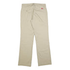 DICKIES Womens Relaxed Beige Cotton Blend Trousers W32 L32 Casual Zip Closure