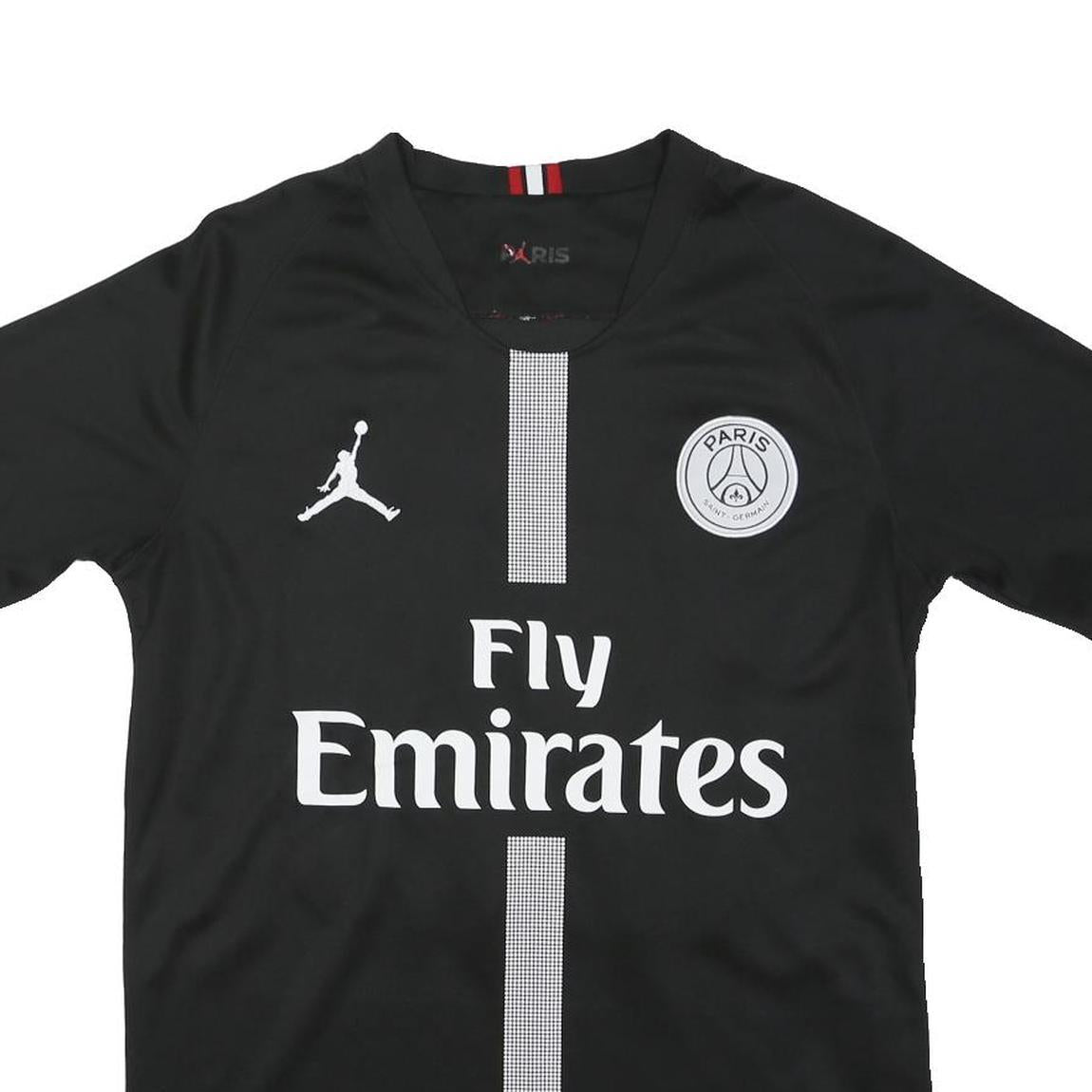 PARIS Mens Black Fly Emirates Football Shirt M Short Sleeve Round Neck Jordan 23
