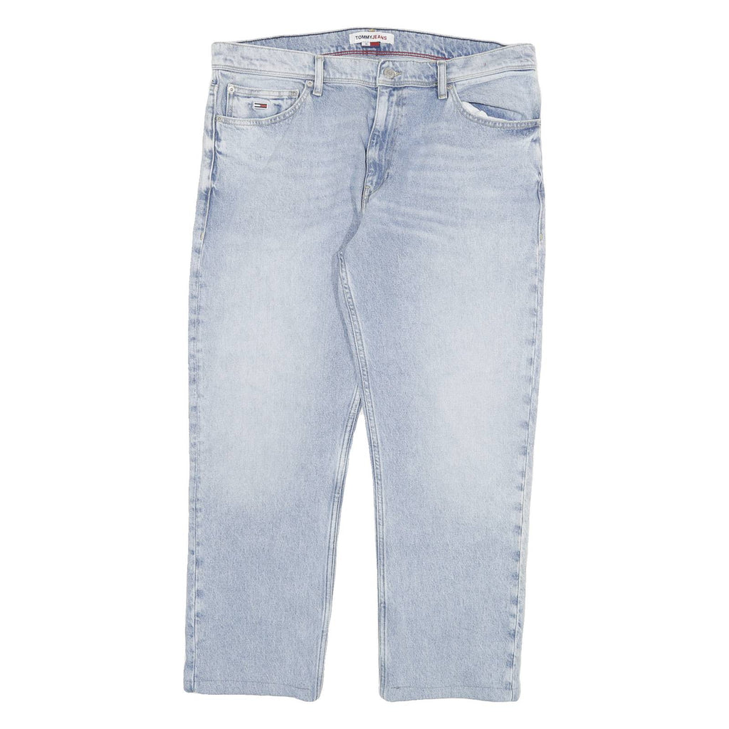 TOMMY JEANS Mens Blue Regular Fit Straight Denim Cotton Light W36 L27 Zip