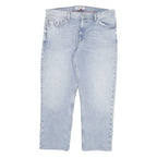 TOMMY JEANS Mens Blue Regular Fit Straight Denim Cotton Light W36 L27 Zip