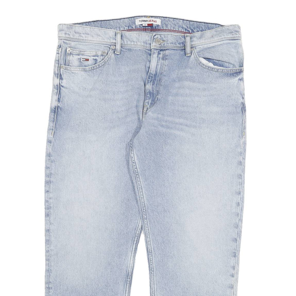 TOMMY JEANS Mens Blue Regular Fit Straight Denim Cotton Light W36 L27 Zip