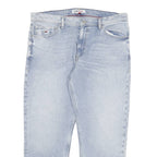 TOMMY JEANS Mens Blue Regular Fit Straight Denim Cotton Light W36 L27 Zip