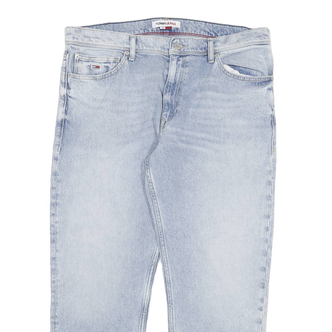 TOMMY JEANS Mens Blue Regular Fit Straight Denim Cotton Light W36 L27 Zip