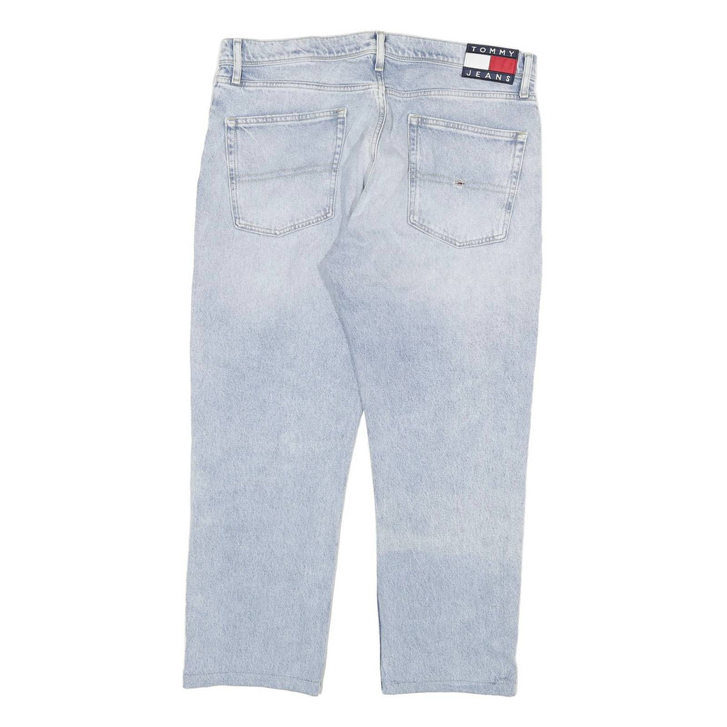 TOMMY JEANS Mens Blue Regular Fit Straight Denim Cotton Light W36 L27 Zip