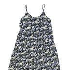 CHARTER CLUB Womens Black Cream & Blue Floral Day Dress Cotton Blend Sleeveless