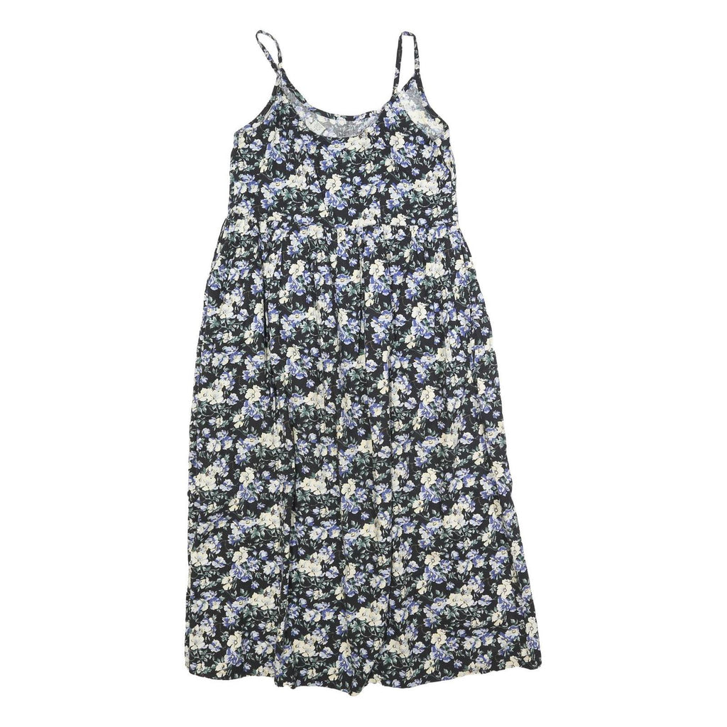 CHARTER CLUB Womens Black Cream & Blue Floral Day Dress Cotton Blend Sleeveless