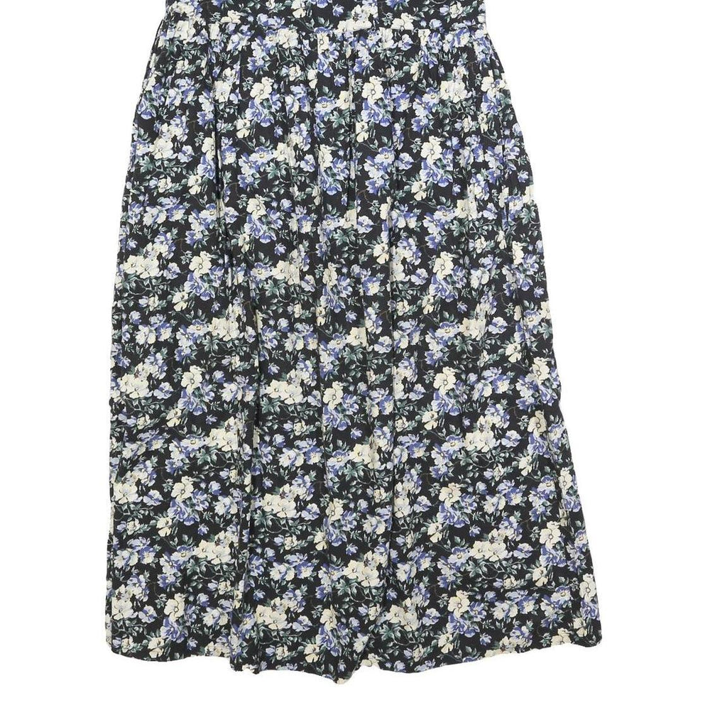 CHARTER CLUB Womens Black Cream & Blue Floral Day Dress Cotton Blend Sleeveless