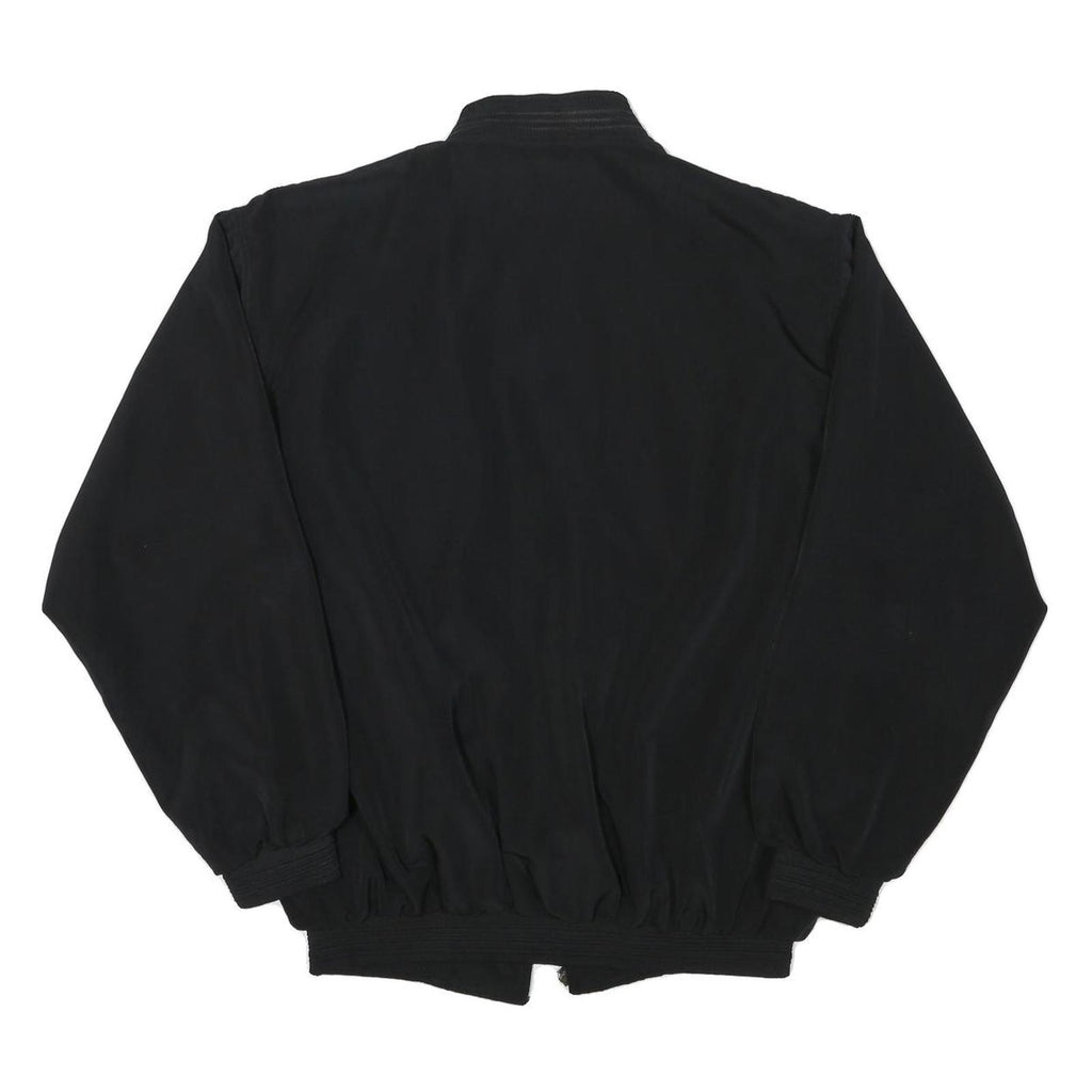 YUN FENG Mens Black Polyester Blend Bomber Jacket XL Zip Up Plain Casual