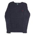POLO RALPH LAUREN Mens Navy Blue Wool Cable Knit Crew Neck Jumper XL Classic