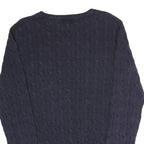 POLO RALPH LAUREN Mens Navy Blue Wool Cable Knit Crew Neck Jumper XL Classic
