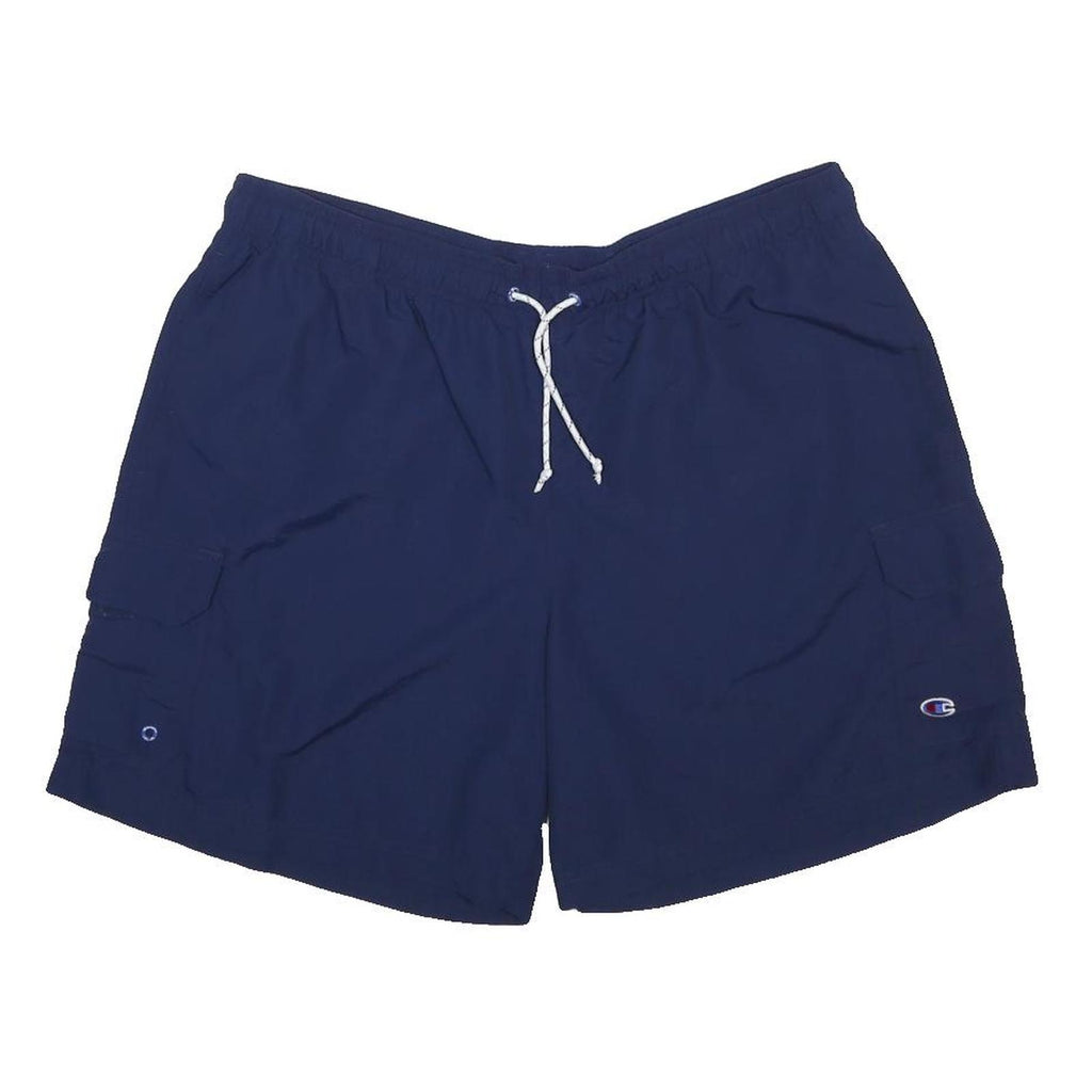 CHAMPION Mens Navy Blue Cargo Shorts XL W36 Elastic Waist Drawstring