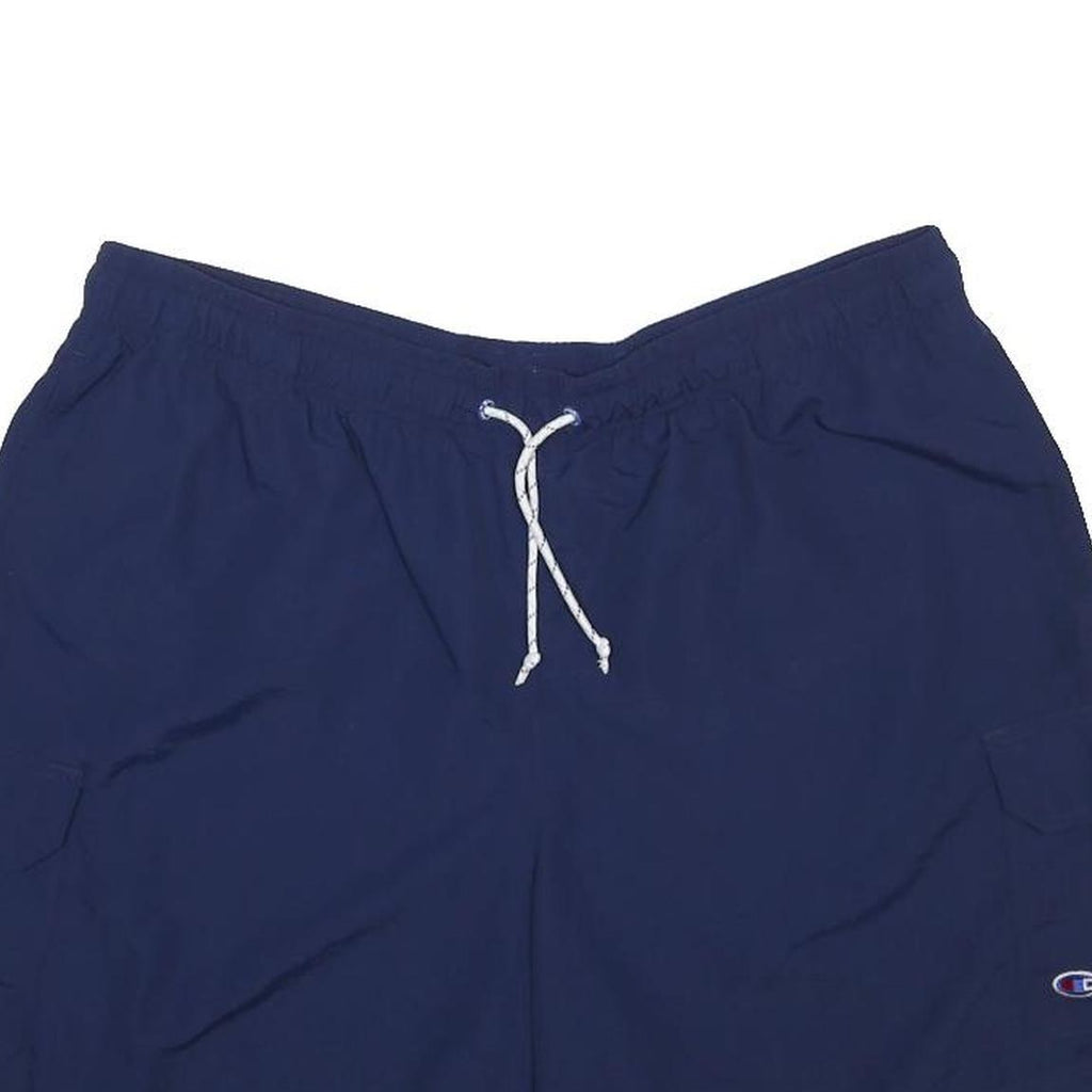 CHAMPION Mens Navy Blue Cargo Shorts XL W36 Elastic Waist Drawstring