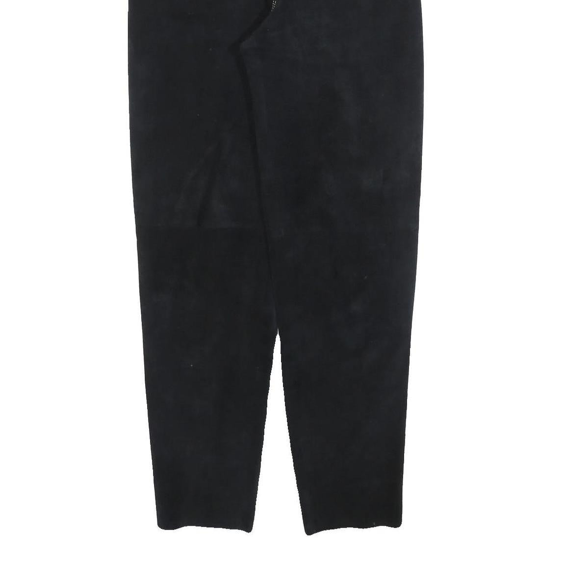 MODE Womens Leather Black Regular Fit Zip Trousers W28 L32 Stylish Comfortable