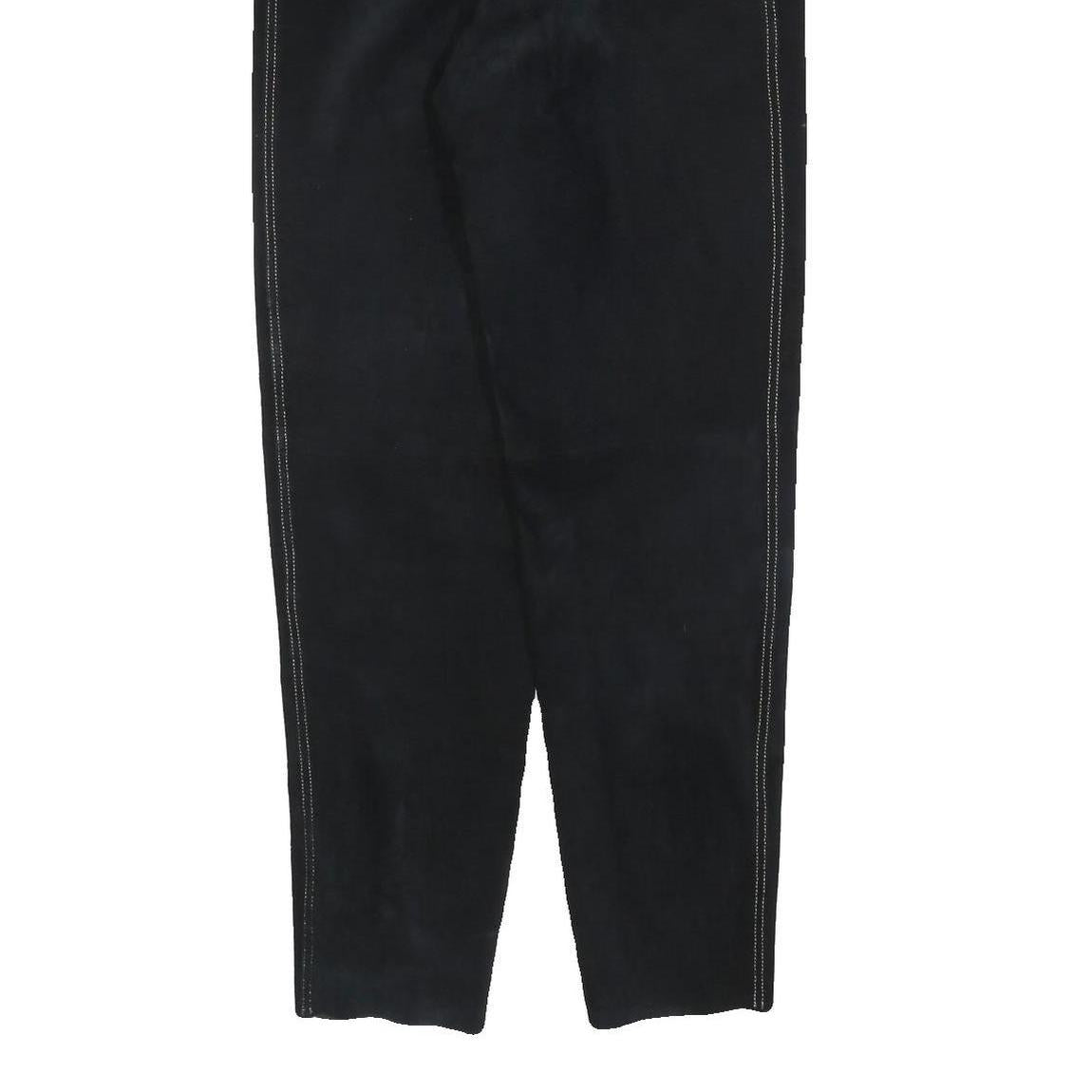 MODE Womens Leather Black Regular Fit Zip Trousers W28 L32 Stylish Comfortable