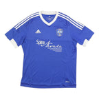 ADIDAS Mens Blue & White Reno 1868 FC Football Shirt L Short Sleeve V-Neck