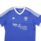 ADIDAS Mens Blue & White Reno 1868 FC Football Shirt L Short Sleeve V-Neck