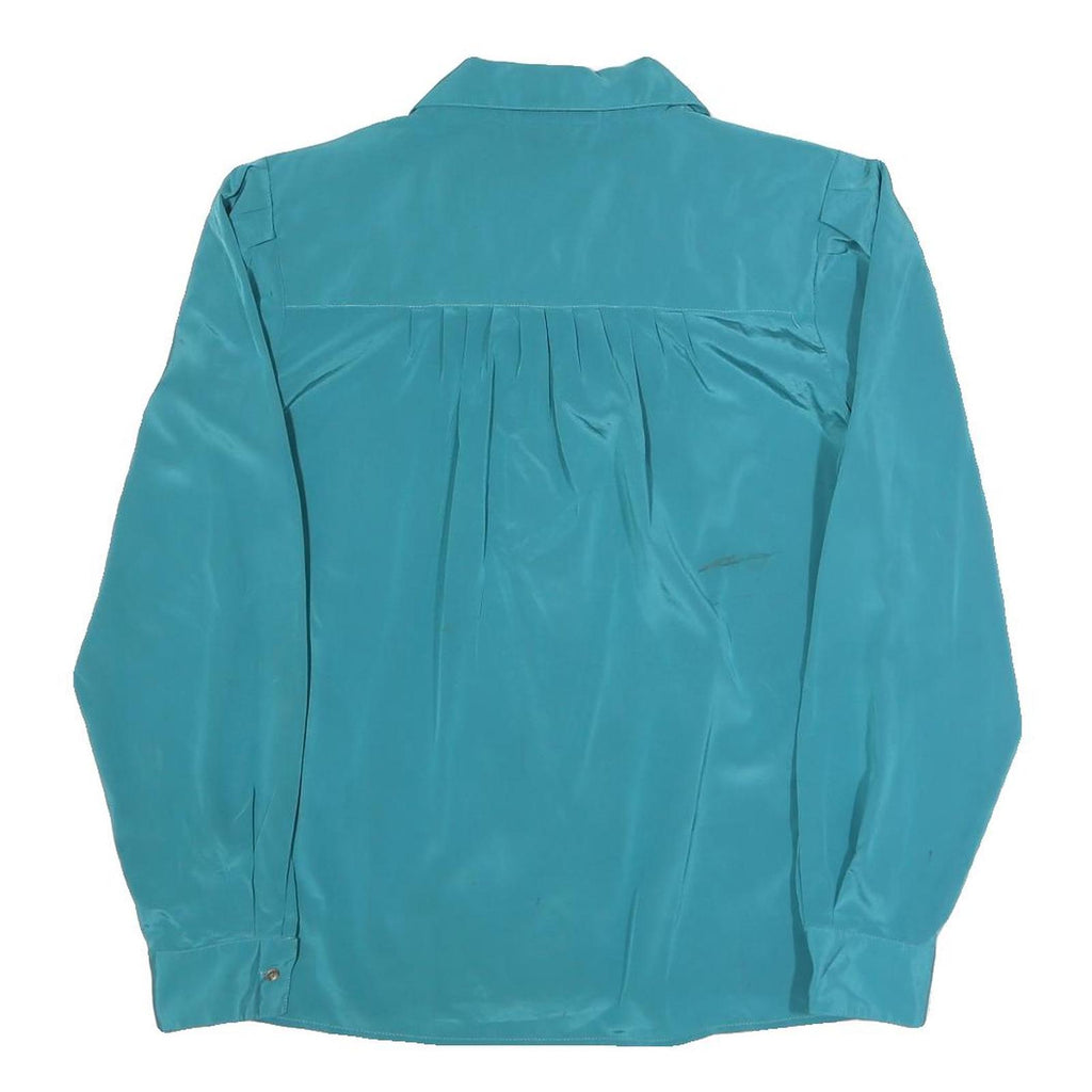 STUART LANG Womens Blue Shirt Long Sleeve Collared Plain S Elegant Workwear