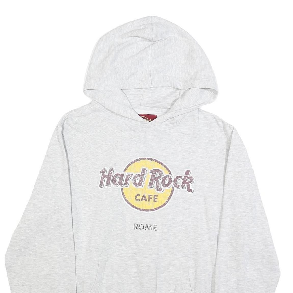 HARD ROCK CAFE Mens Grey Hoodie M Cotton Blend Pullover Casual Hoodie