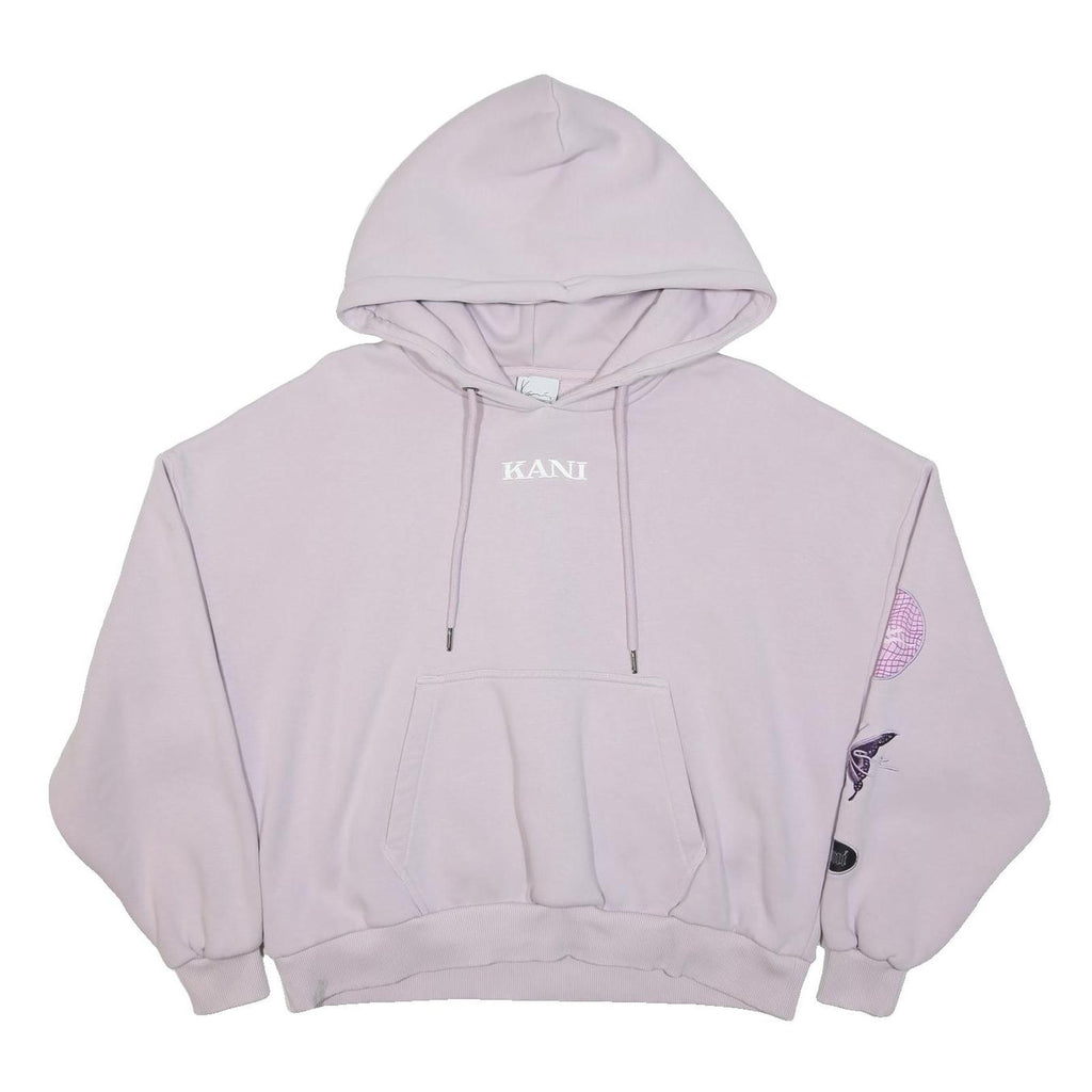 KARL KANI Womens Lilac Hoodie XS Kani Logo Embroidered Sleeve Print